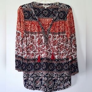 Lucky Brand Boho Peasant Top Sz M